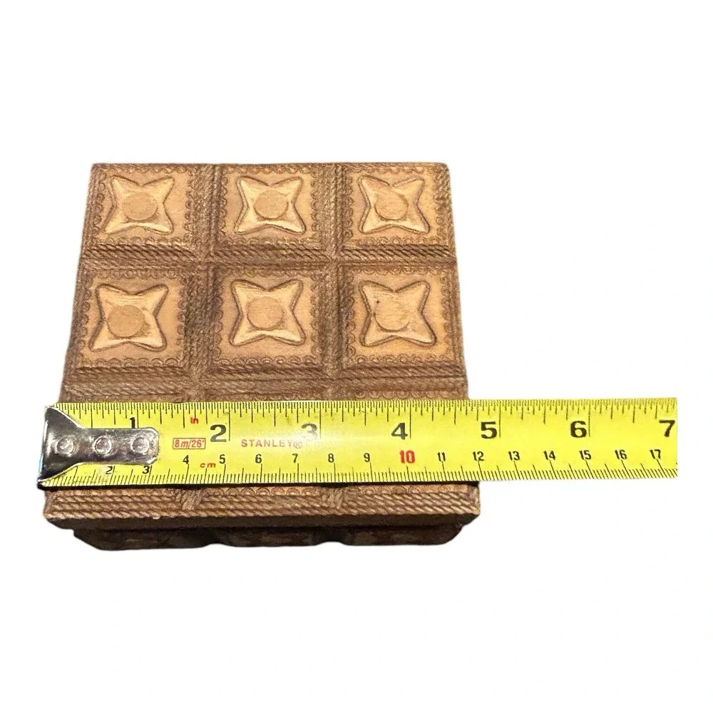Hand Carved Painted Wooden Hinged‎ Box Made in Poland No Key